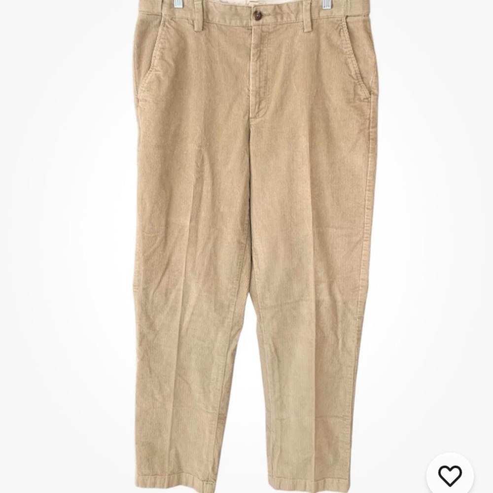 LL Bean Corduroy Pants Men’s Tan 35x34 Waistband Elastic Panels Comfort Waist